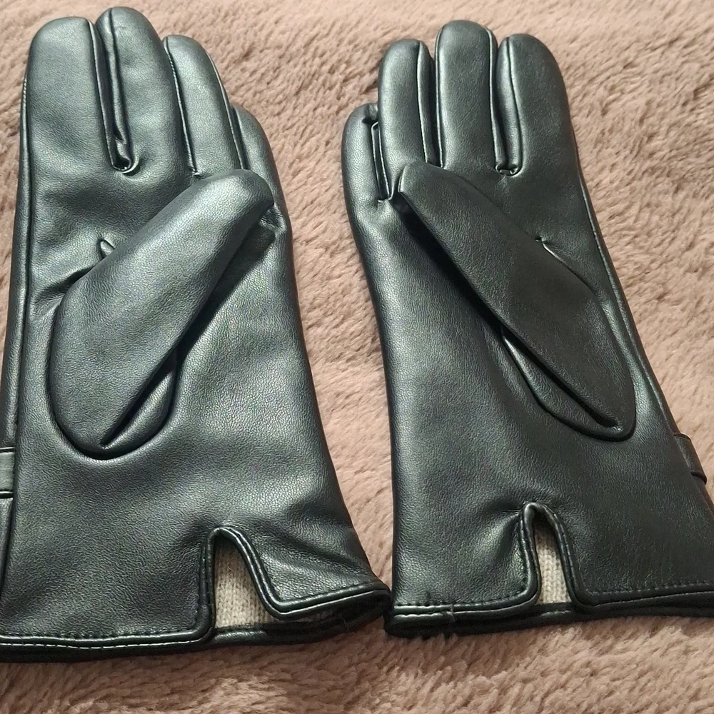 Elegant Black Leather Gloves- W Sz Sm-Med